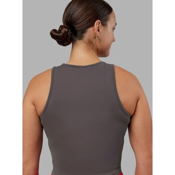 LSKD Base Tank Dark Storm Grey Cropped Racerback Performance Women Medium NEW - Picture 5 of 16
